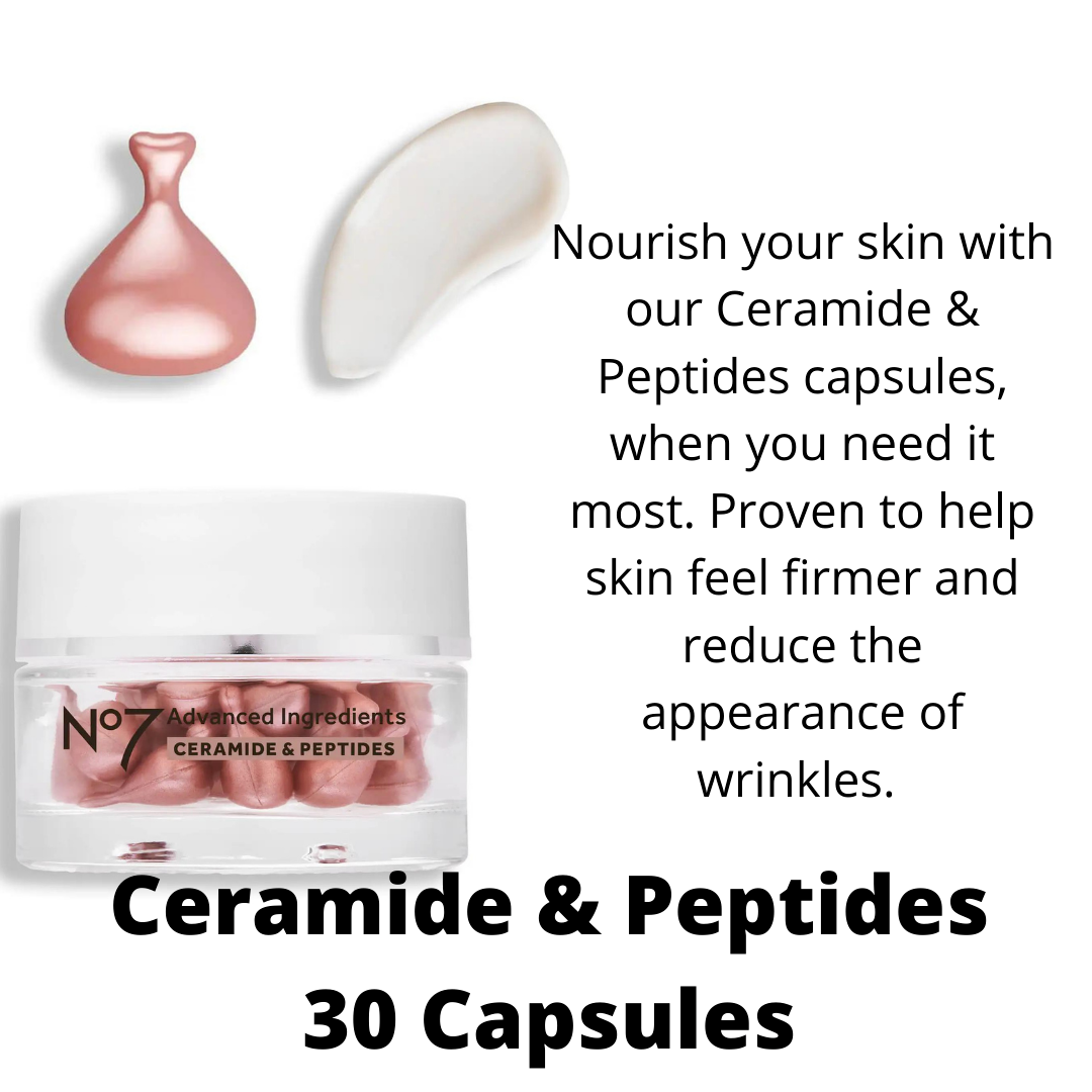 No7 Advanced Ingredients Ceramide & Peptides Anti Aging Serum 30 Facial Capsules