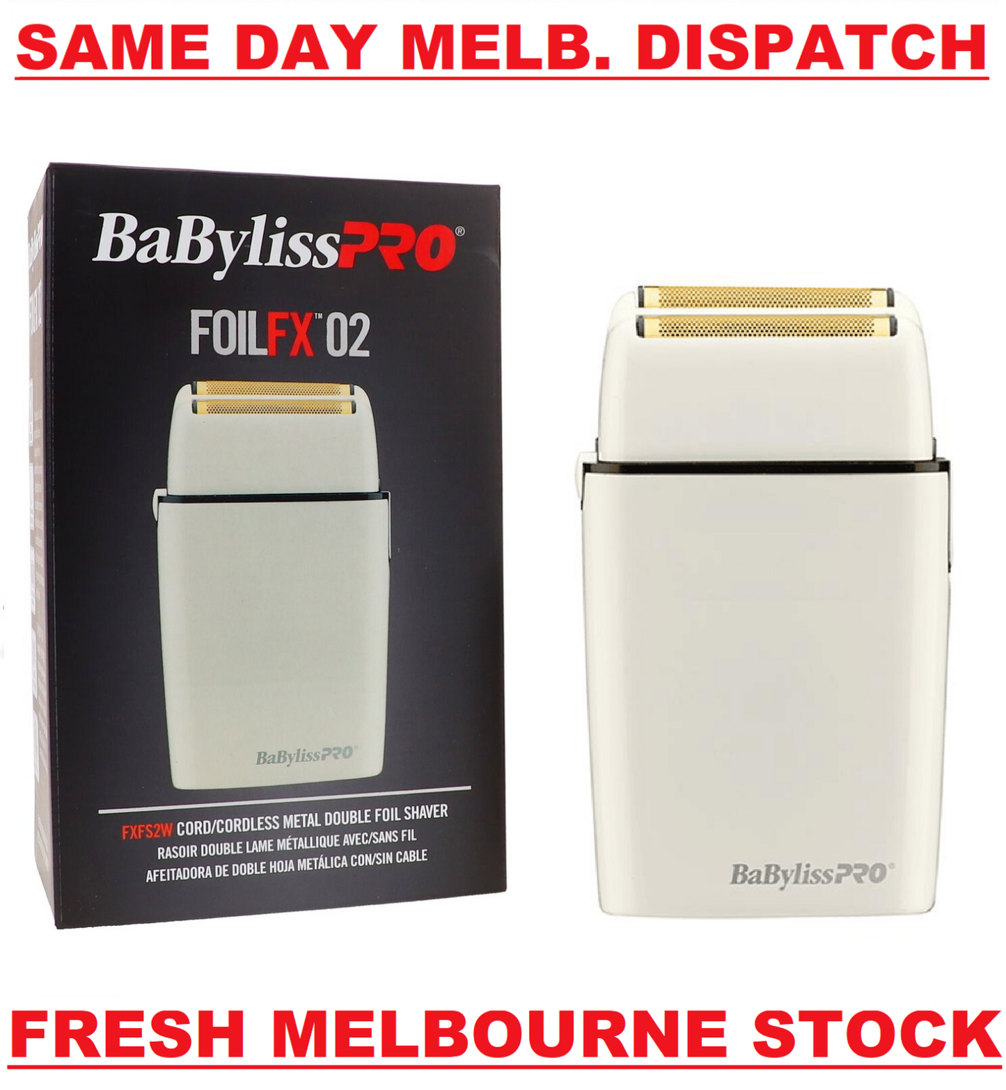 BabylissPRO FoilFX02 Metal Double Foil FX02 Hair Shaver Babyliss FXFS2W WHITE