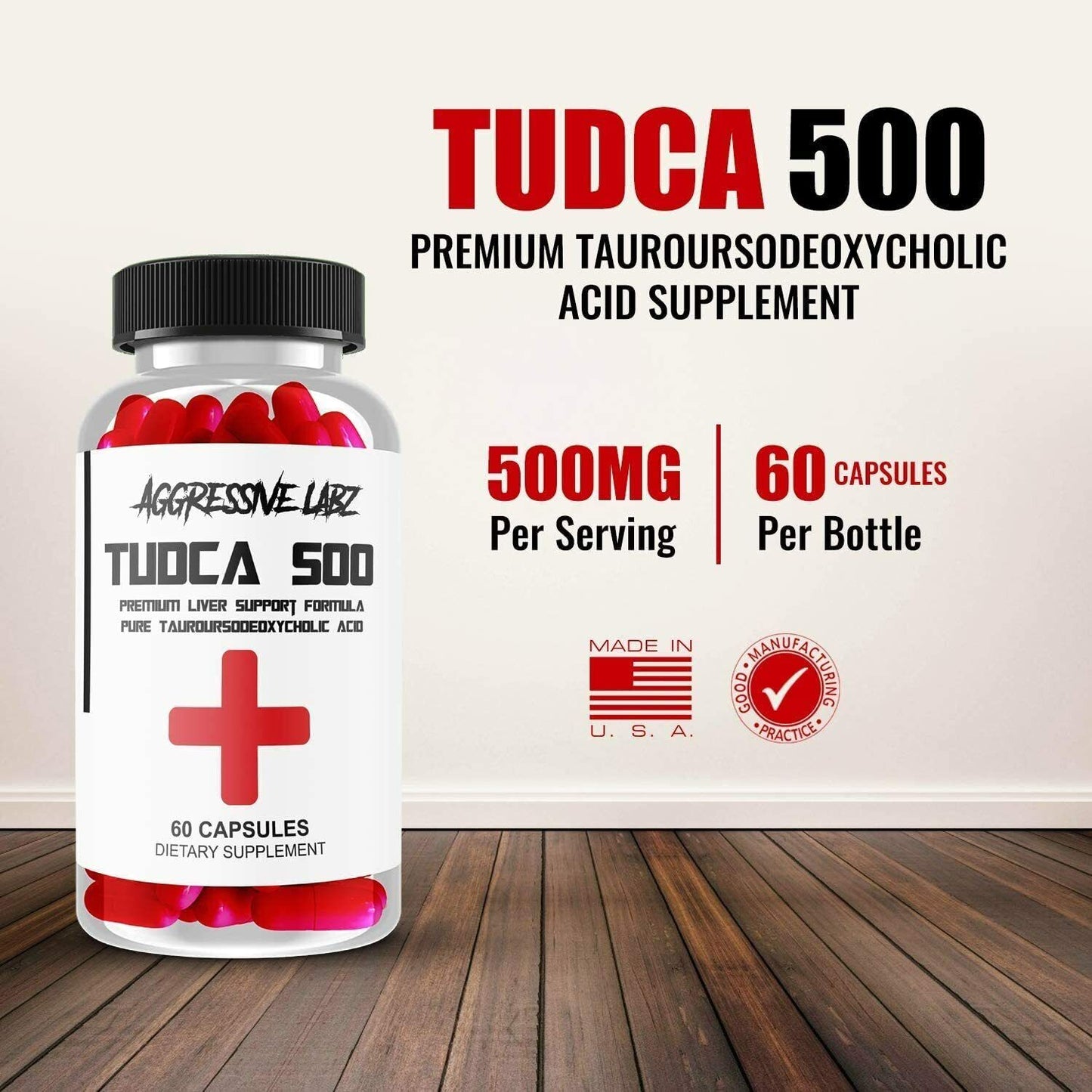TUDCA 500mgs 60 caps AGGRESSIVE LABZ DOUBLE STRENGTH CYCLE LIVER SUPPORT PCT!