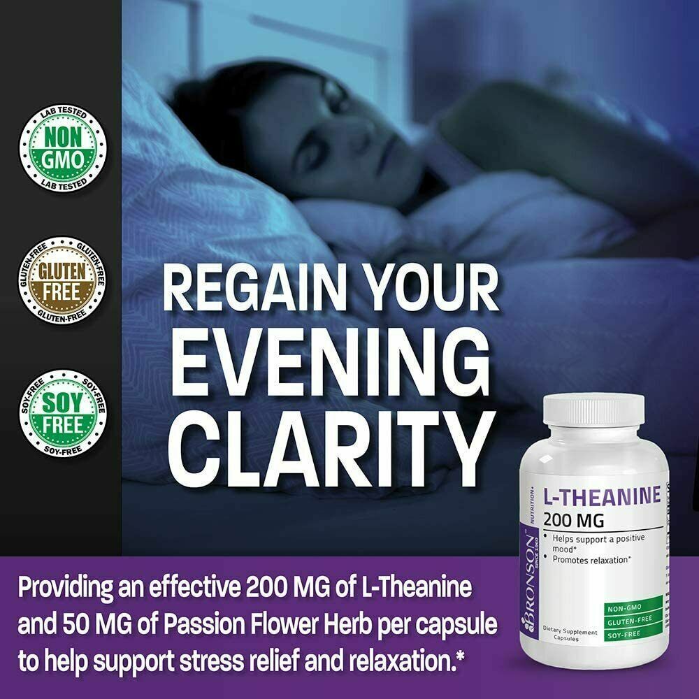 L-Theanine 200mg 360 Caps Bronson DOUBLE STRENGTH PREMIUM QUALITY Sleep Aid!
