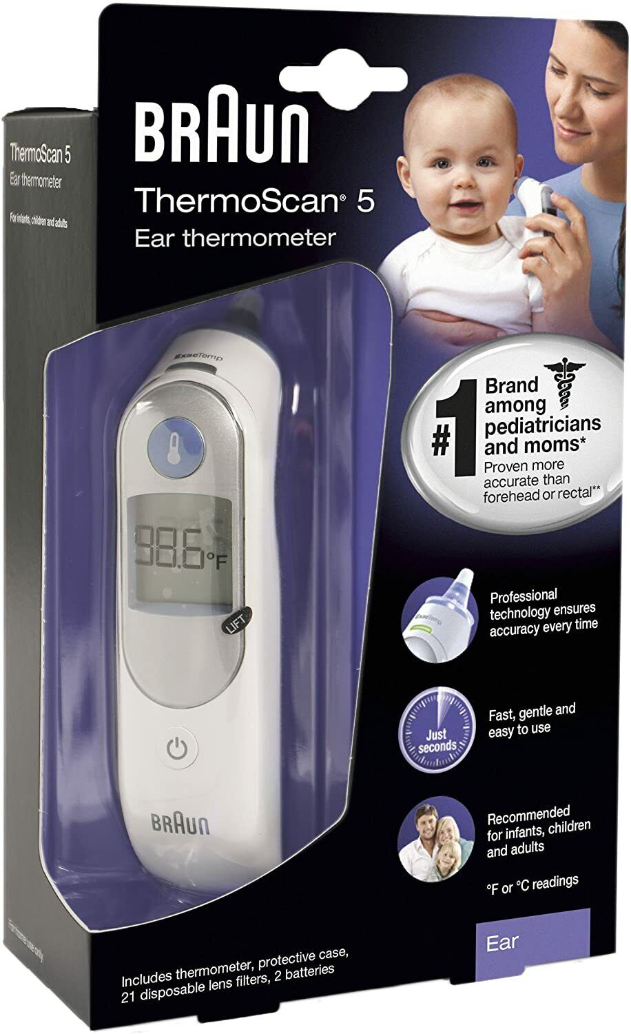 Braun ThermoScan 5 Ear Thermometer IRT 6030 6020 6500 Infants Children Adults
