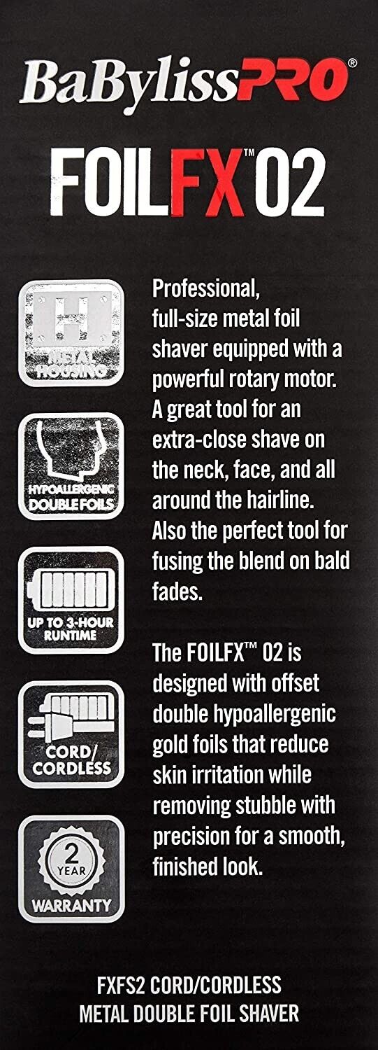 BabylissPRO FoilFX02 Metal Double Foil FX02 Hair Shaver Babyliss FXFS2 SILVER