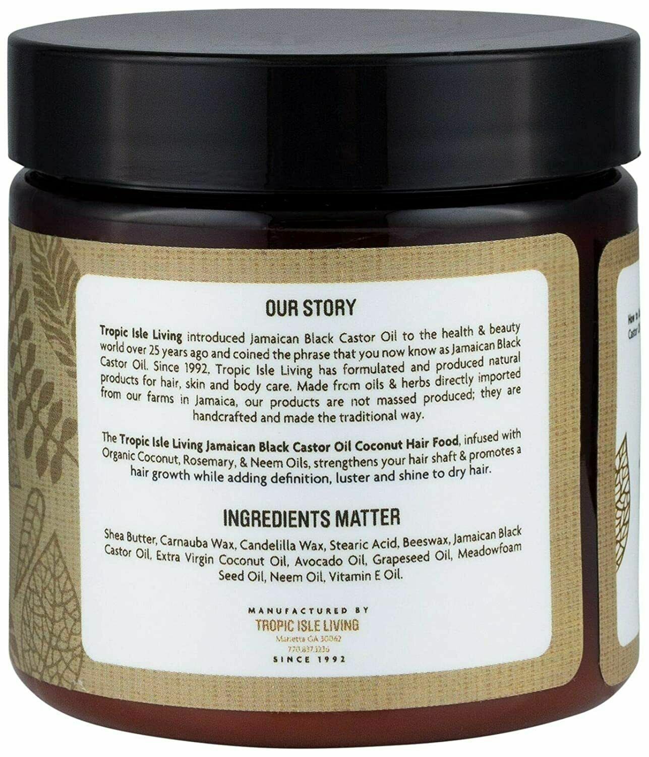 Tropic Isle Living Jamaican Black Castor Oil Coconut Hair Food FREE EXPRESS POST