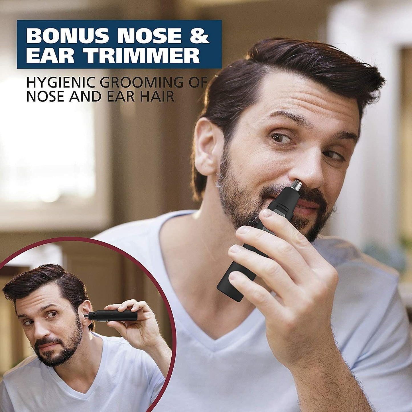 WAHL Beard Battery Shaver + Bonus Nose Ear Trimmer - Cordless Hair Grooming Kit