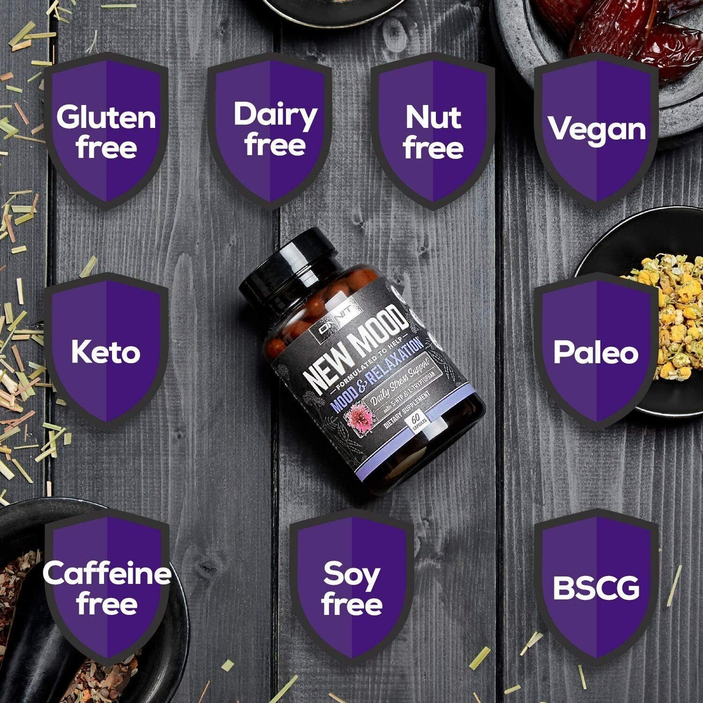 ONNIT New Mood 30 Caps, 5-HTP L-Tryptophan Relaxation Joe Rogan JRE VALUE SIZE