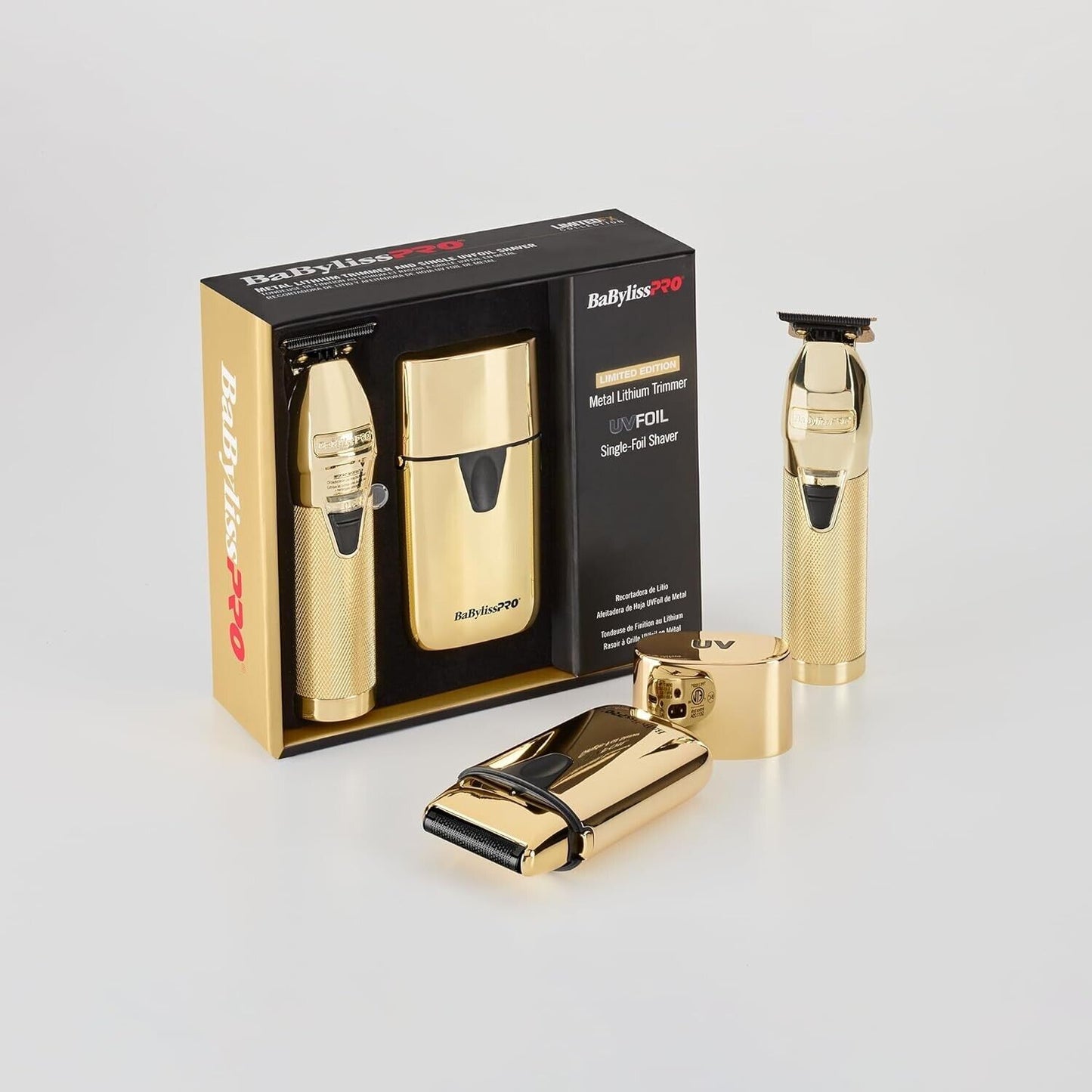 BabylissPRO LimitedFX Collection GOLDFX Trimmer + UVFOIL Single Foil Shaver GOLD