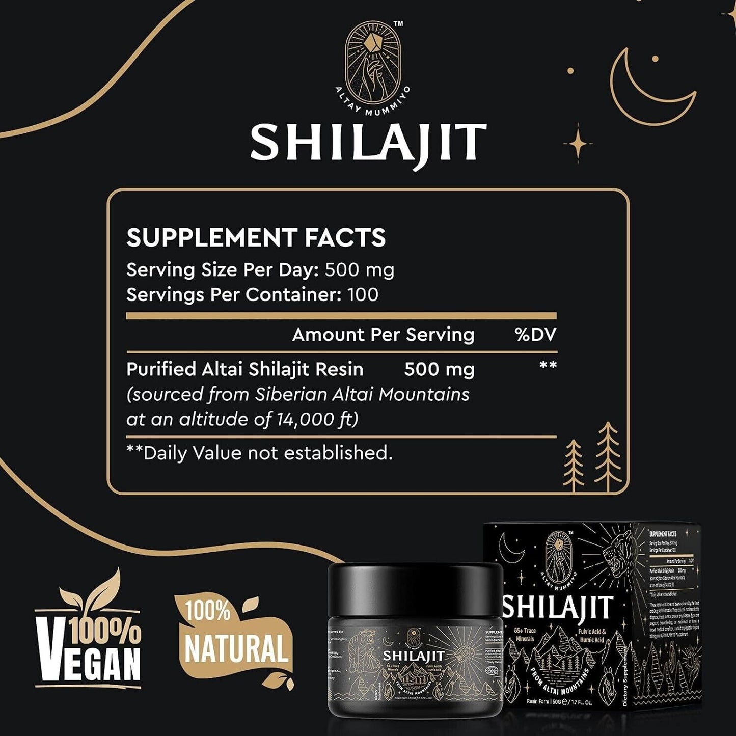 Altay Mummiyo Pure SHILAJIT Resin Healthy Aging Immune Support 50g - 100 Serves