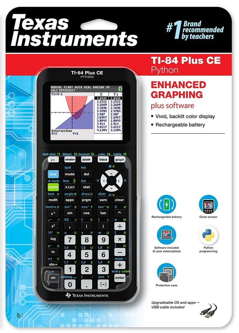 Texas Instruments TI-84 Plus CE PYTHON Graphing Calculator BLACK - FREE SHIPPING