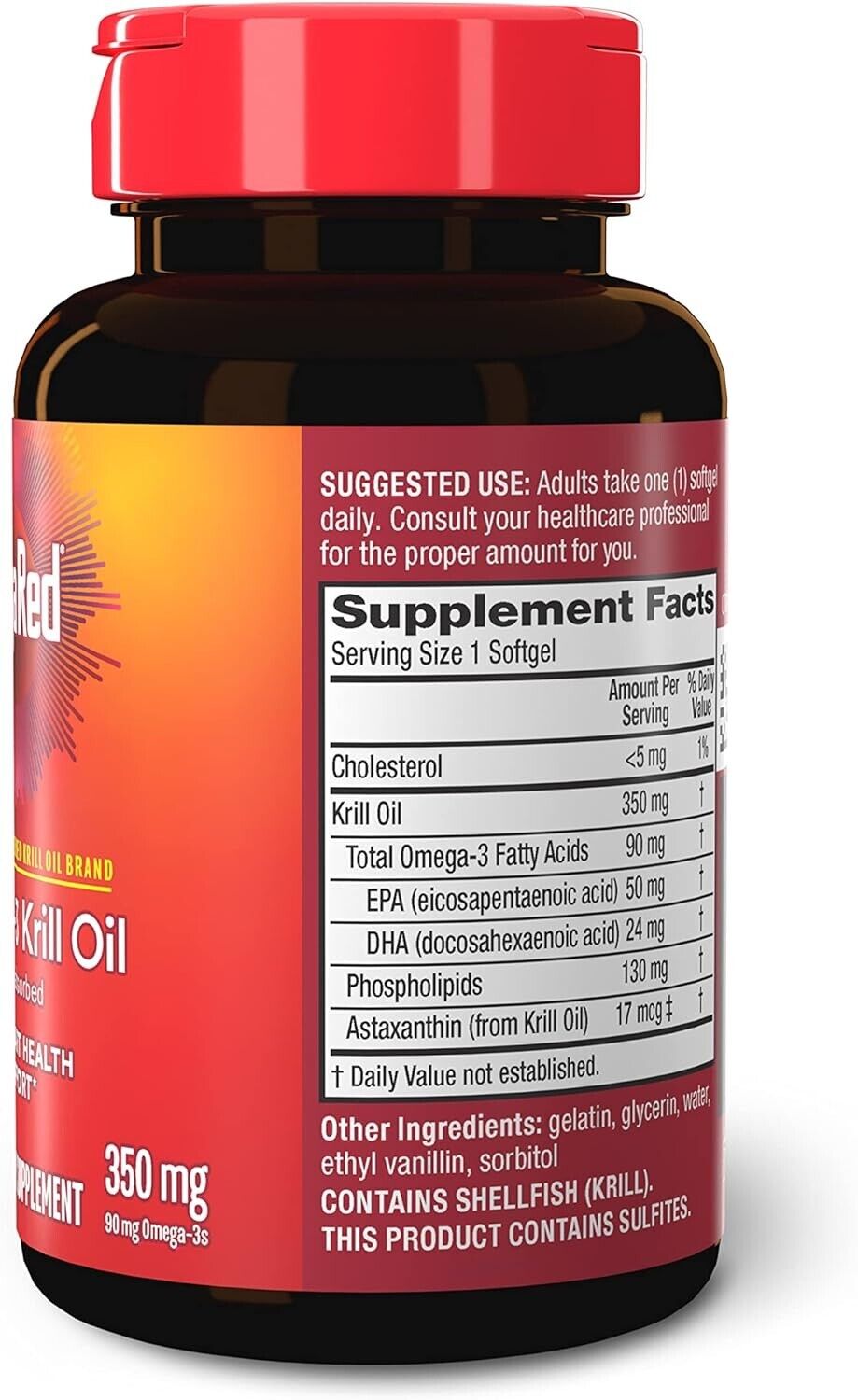MegaRed Antarctic Krill Oil 350mg 120 Softgels Omega-3s EPA DHA and Astaxanthin