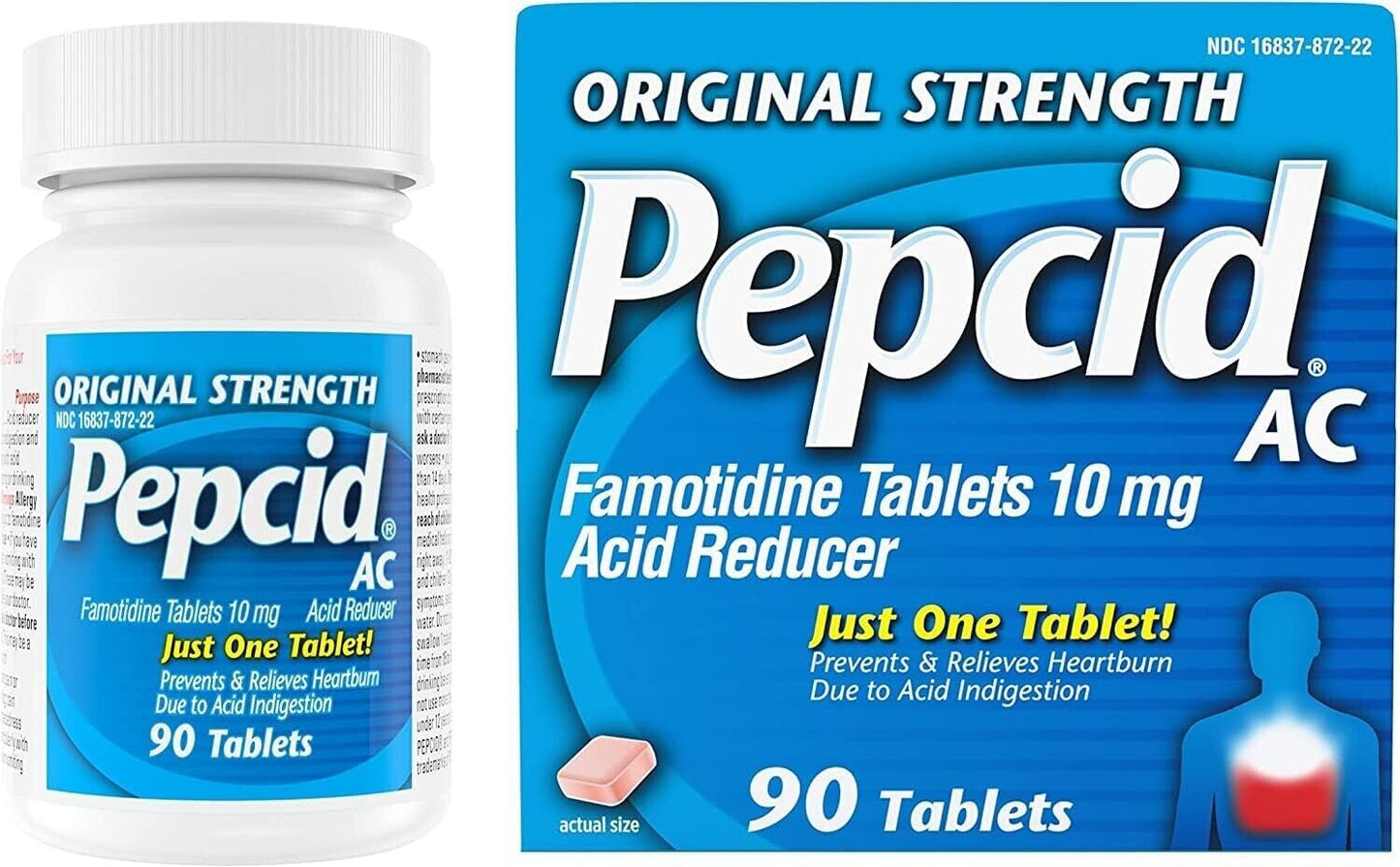 PEPCID AC Famotidine 10mg 90ct Acid Reducer Reflux Heartburn Relief EXP 06/26