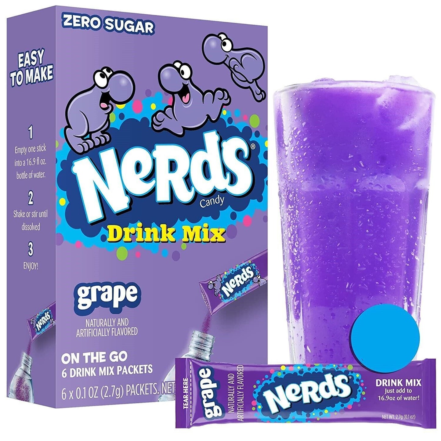 Nerds Drink Mix (sugar free powder) - 3 Flavour Choices - 6 Servings
