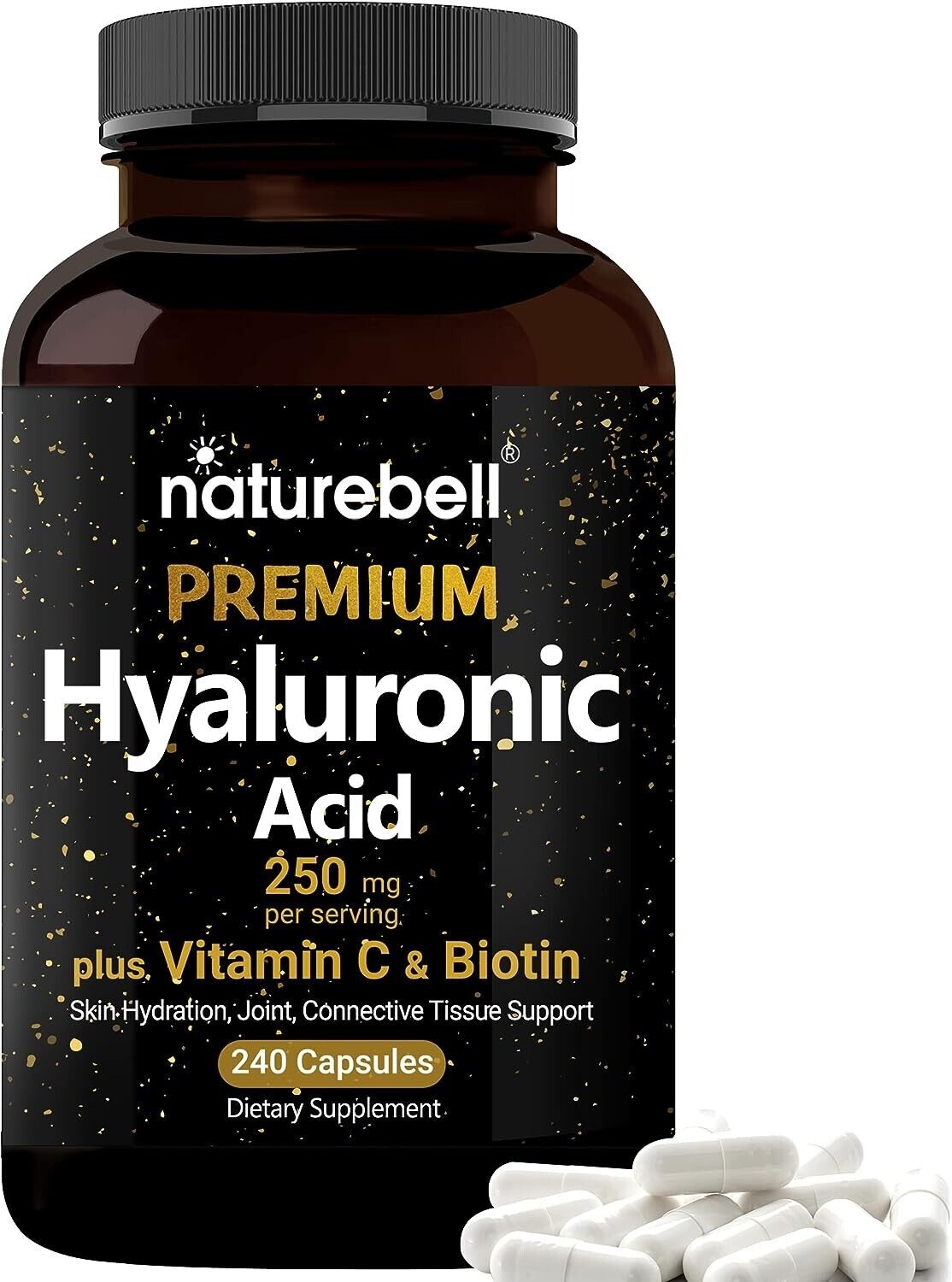 NatureBell Hyaluronic Acid 250mg + Vitamin C & Biotin - 240 Caps - FREE EXPRESS