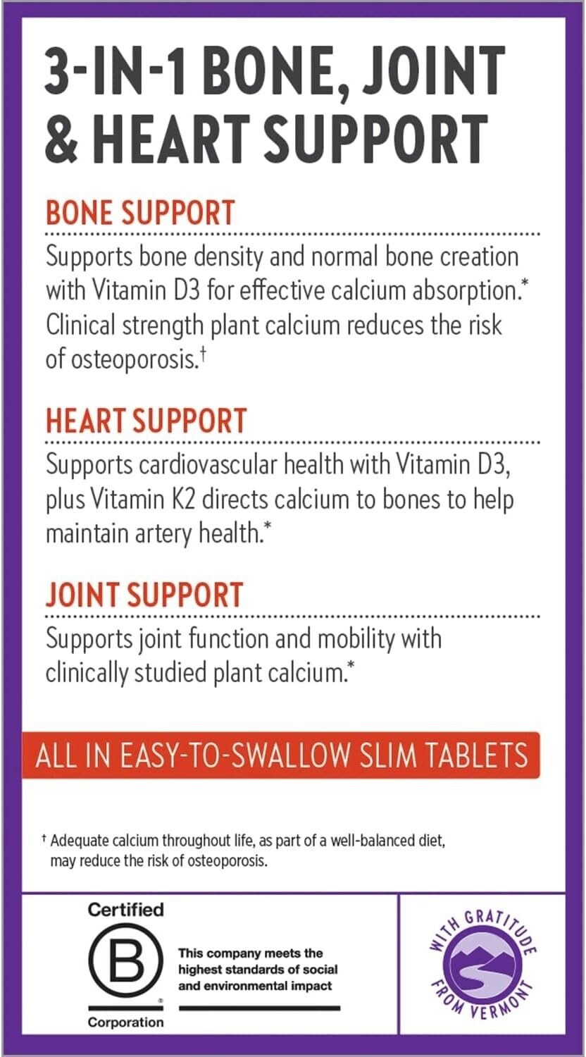 NEW CHAPTER Plant Calcium BONE STRENGTH - Bone, Joint & Heart Support - 60 Tabs