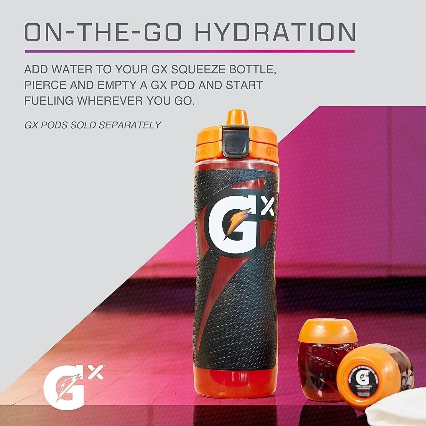 Gatorade Gx Sports Drink Bottle EASY GRIP LEAK PROOF BPA FREE 887mL - RED