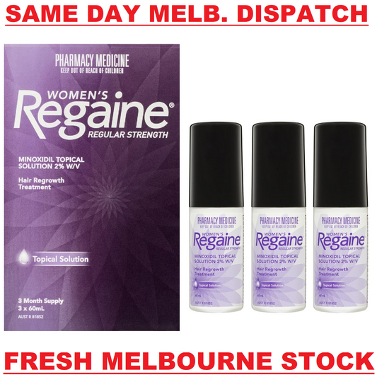Regaine Rogaine Women's Regular Strength Topical Solution 3x60mL 3 Months Supply