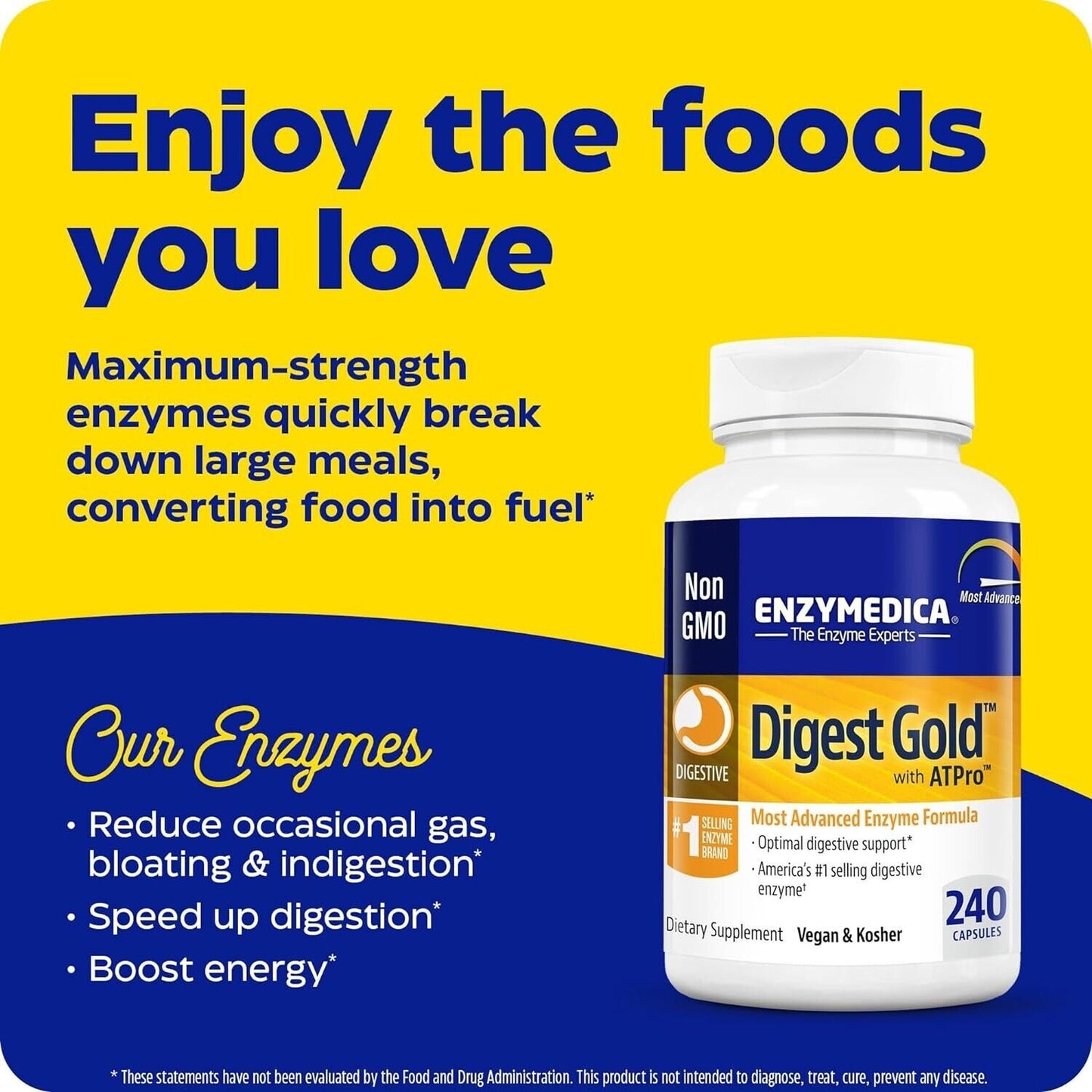 Enzymedica Digest Gold + ATPro Digestive Support Enzyme Formula - 240 Capsules