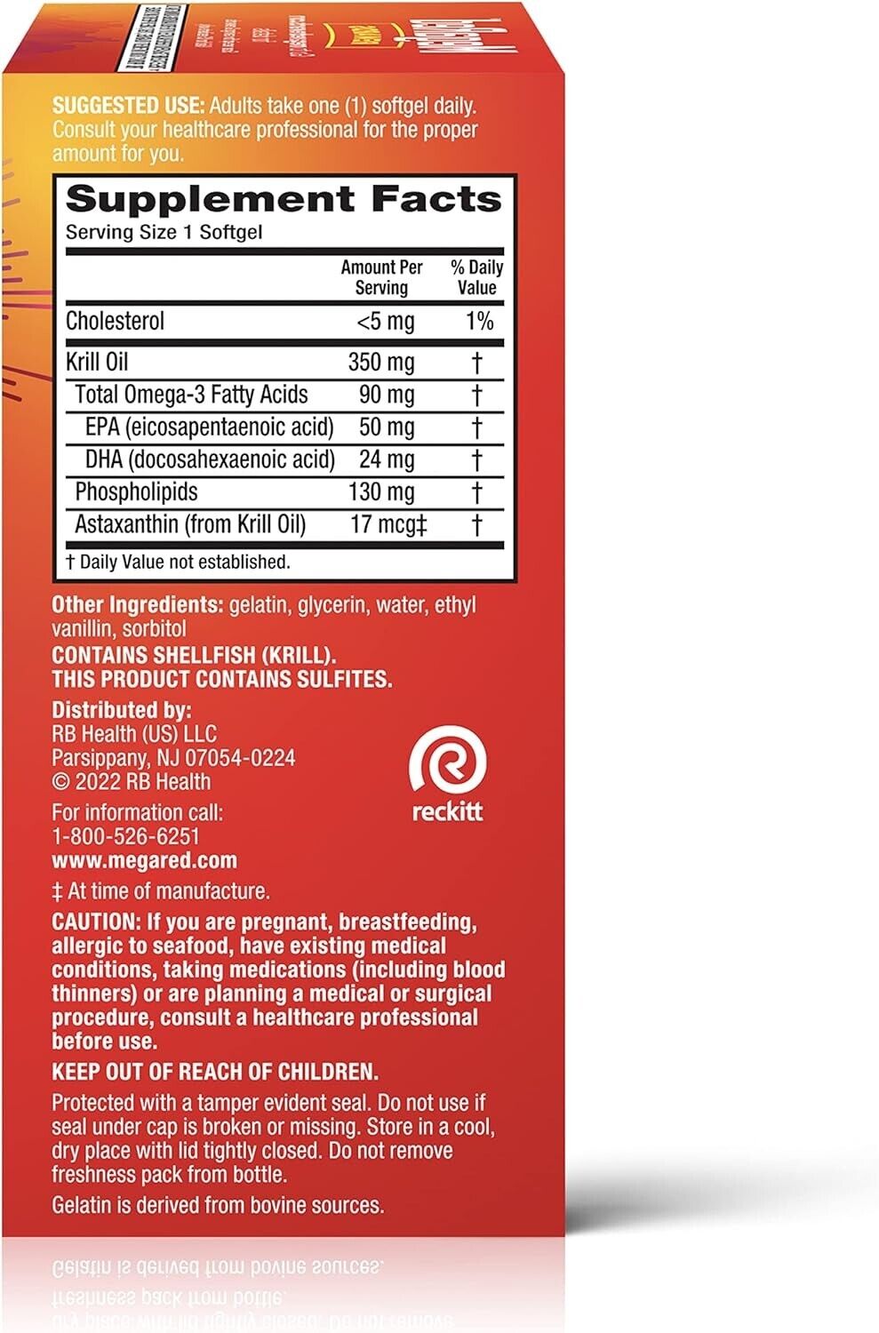 MegaRed Antarctic Krill Oil 350mg 120 Softgels Omega-3s EPA DHA and Astaxanthin