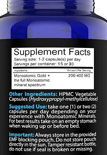 ATOMIC ORMUS MONATOMIC GOLD 30 CAPS Energy Brain Function - FREE EXPRESS POST!