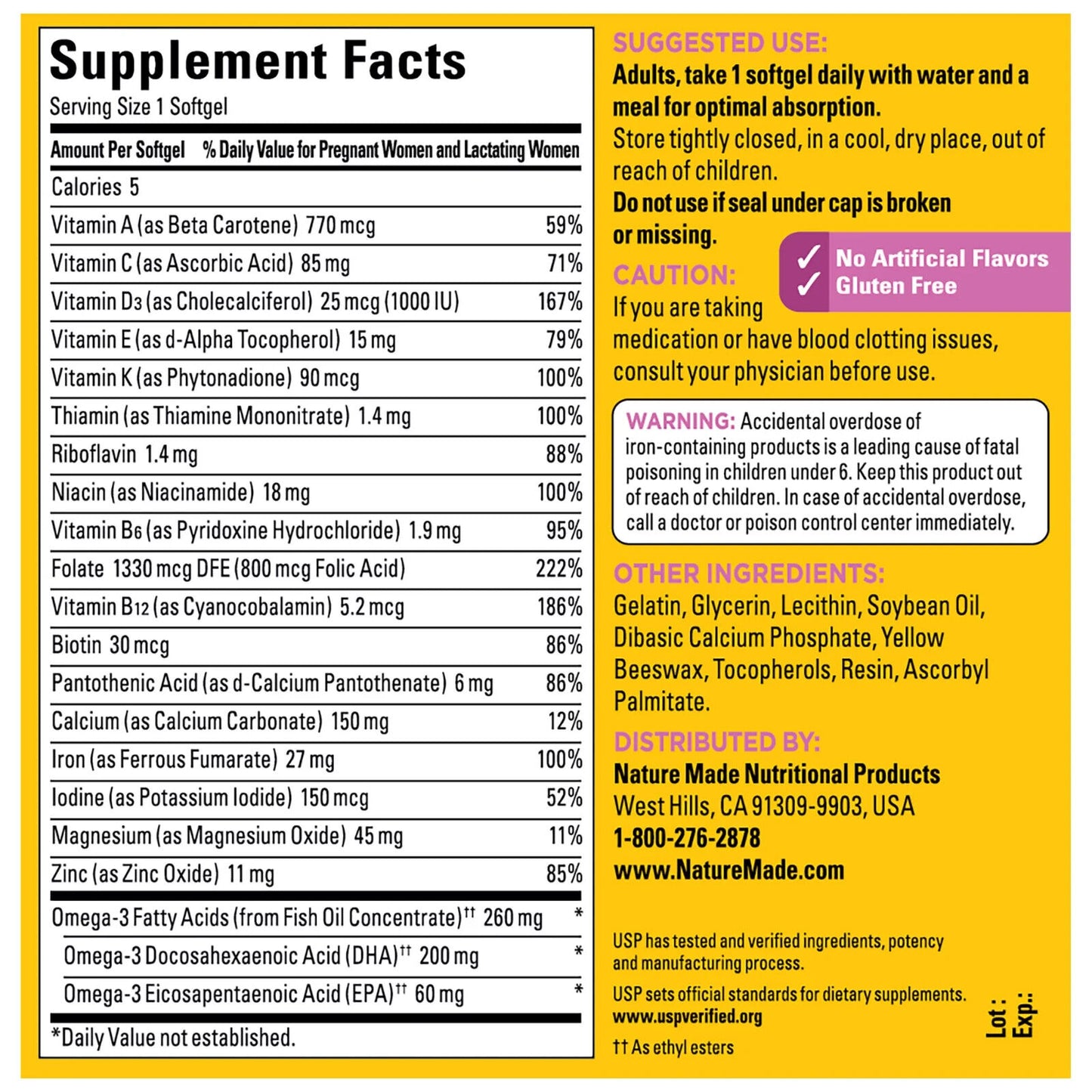 NatureMade Prenatal Multivitamin Folic Acid + DHA Pregnancy Support 30 Softgels