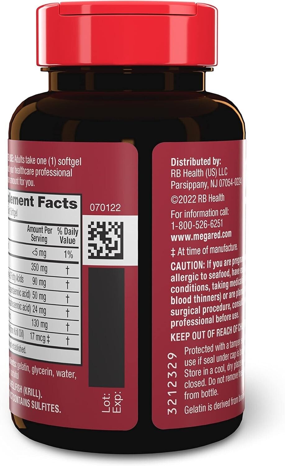 MegaRed Antarctic Krill Oil 350mg 120 Softgels Omega-3s EPA DHA and Astaxanthin