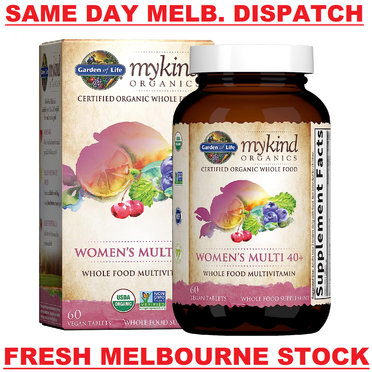 GARDEN OF LIFE mykind Organics WOMEN's Multi 40+ Whole Food Multivitamin 60 Tabs