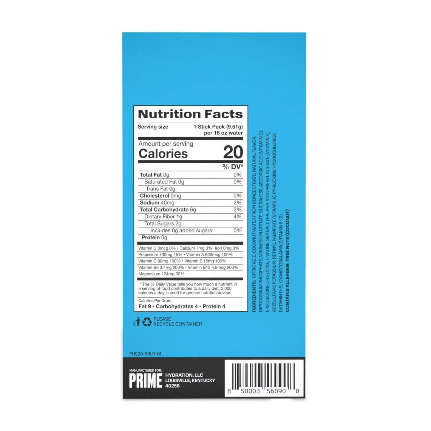 Prime Hydration Powder Sticks -No Added Sugar - 8 Flavours -  6 X 500ml Servings