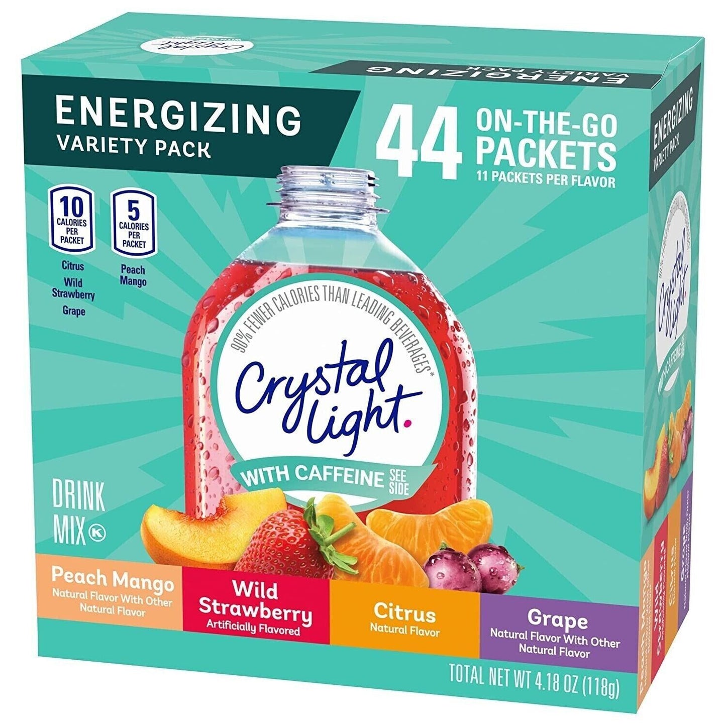 Crystal Light Sugar Free Energy Drink Powder - Fruit Flavours - 44 Servings