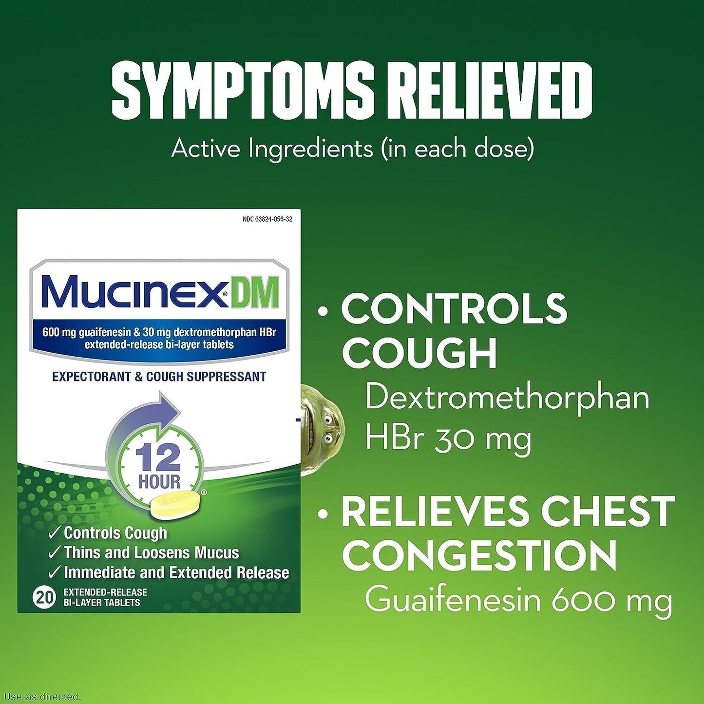 Mucinex DM Guaifenesin 600mg Expectorant & Cough Control Suppressant 20 Tablets