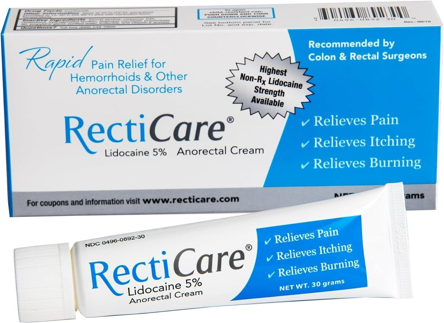 RectiCare Hemorrhoidal Cream Rapid Anorectal Pain Relief 30g - FREE EXPRESS POST