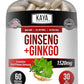 GINKGO BILOBA + KOREAN RED PANAX GINSENG 1520mg Energy Performance Focus 60 Caps