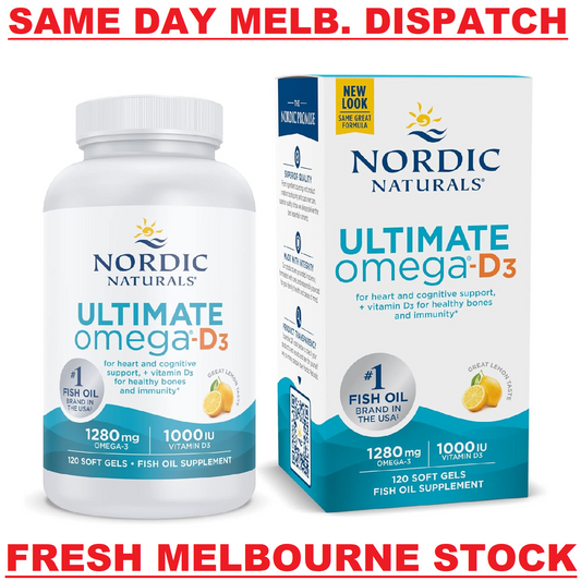 NORDIC NATURALS Ultimate Omega-D3 1280mg + 1000 IU D3 - 120 Soft Gels Lemon
