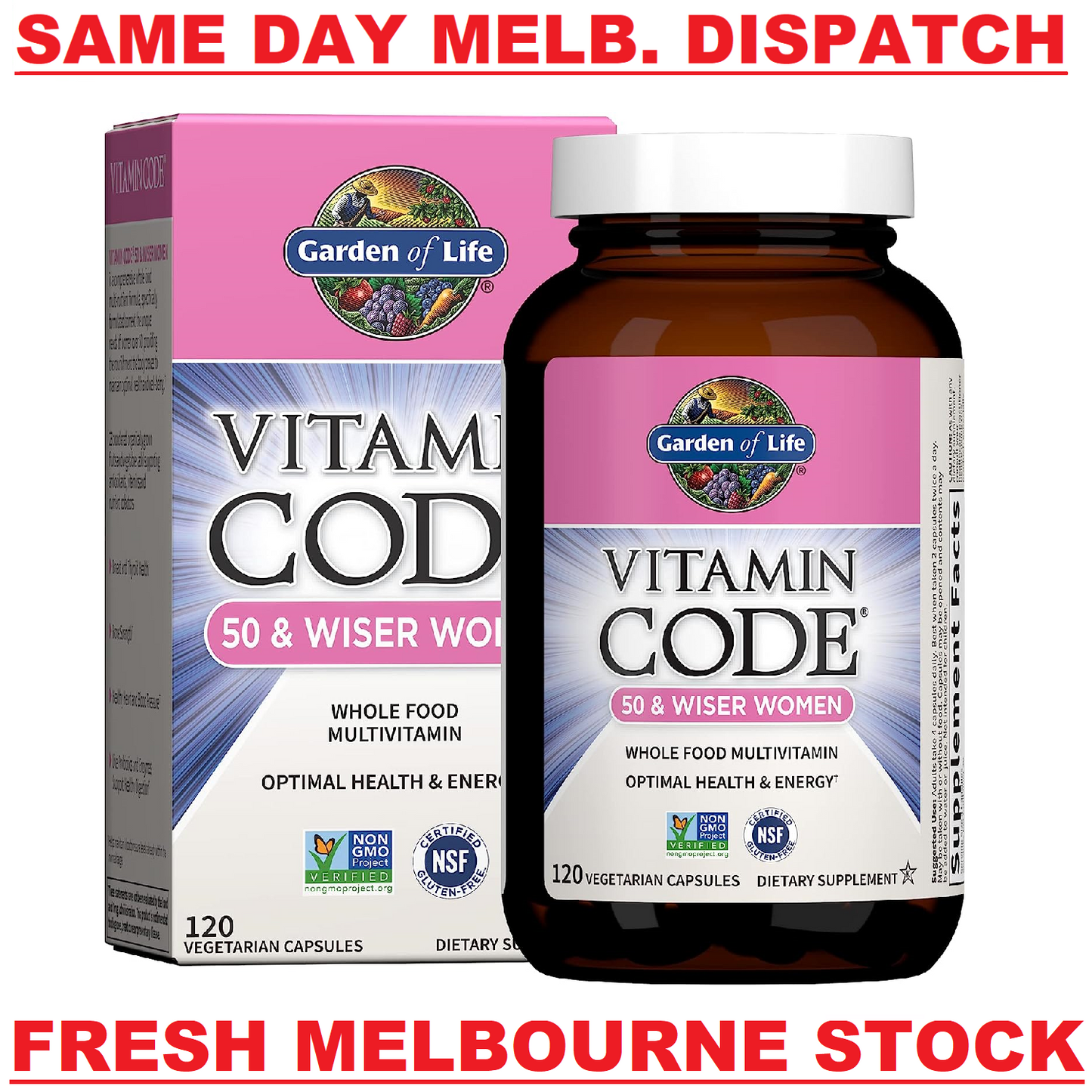 GARDEN OF LIFE Vitamin Code 50 & Wiser WOMEN Multivitamin + Probiotics - 120 Cap