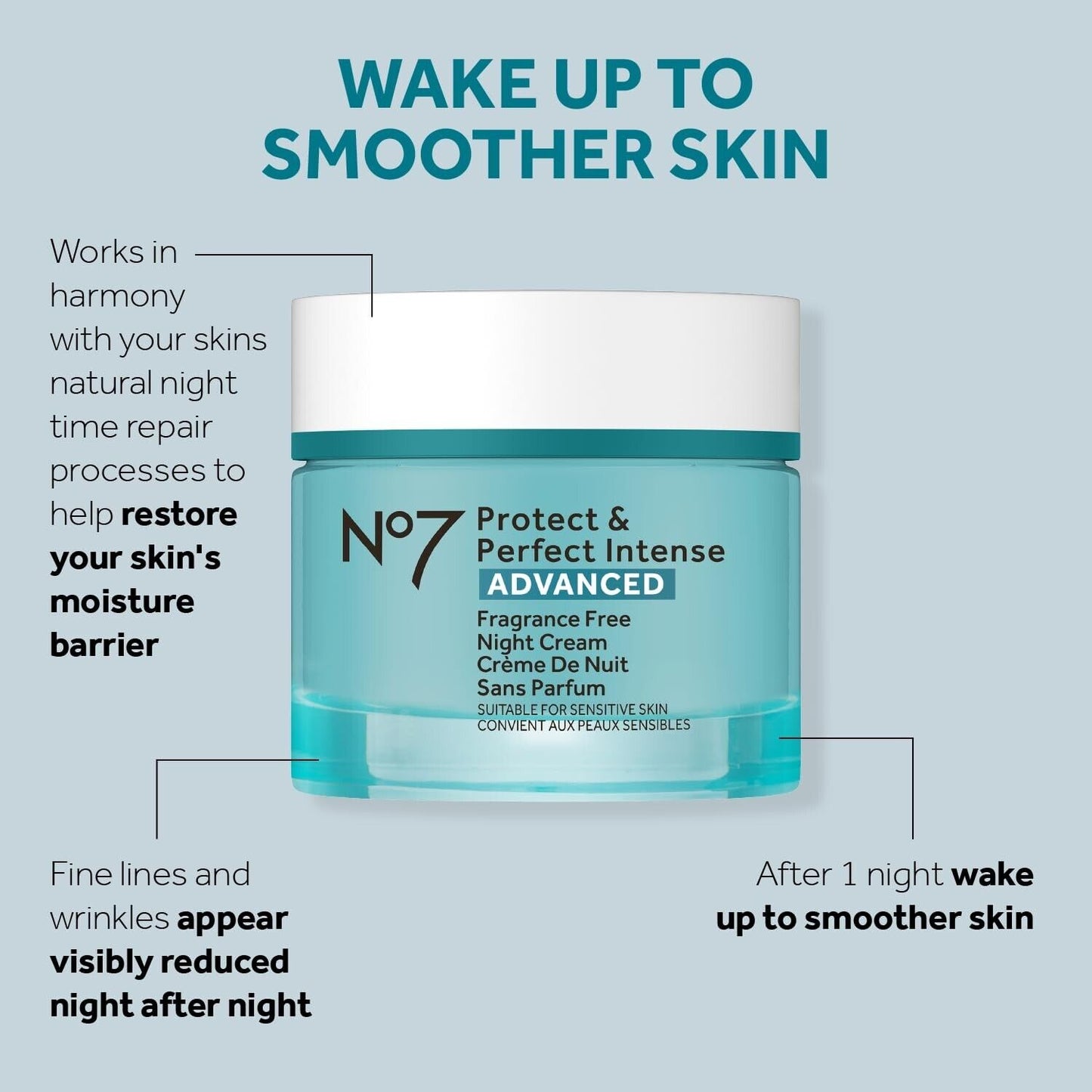 Boots No7 Protect & Perfect Intense Advanced - FRAGRANCE FREE NIGHT CREAM - 50mL