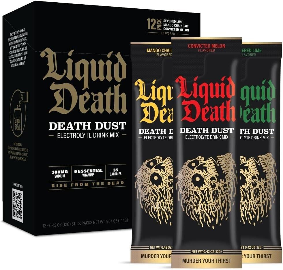 Liquid Death - Death Dust Electrolyte Powder Drink Mix 3 Flavours - 12 Servings