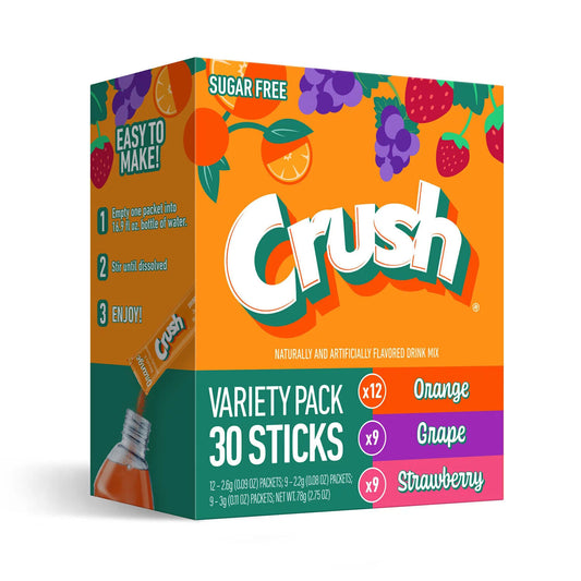 Crush SUGAR FREE Drink Mix Variety Pack (3 Mix Flavours) - 30 Servings