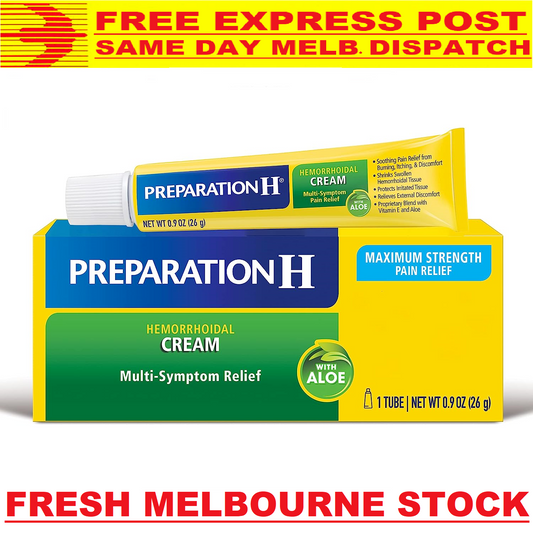 Preparation H Hemorrhoidal Cream With Aloe 26g / 0.9oz Tube - FREE EXPRESS POST!