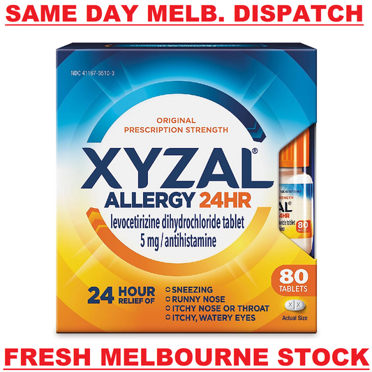 XYZAL ALLERGY 24HR RAPID HAYFEVER RELIEF CETIRIZINE 5MG - 80 TABLETS EXP. 10/25