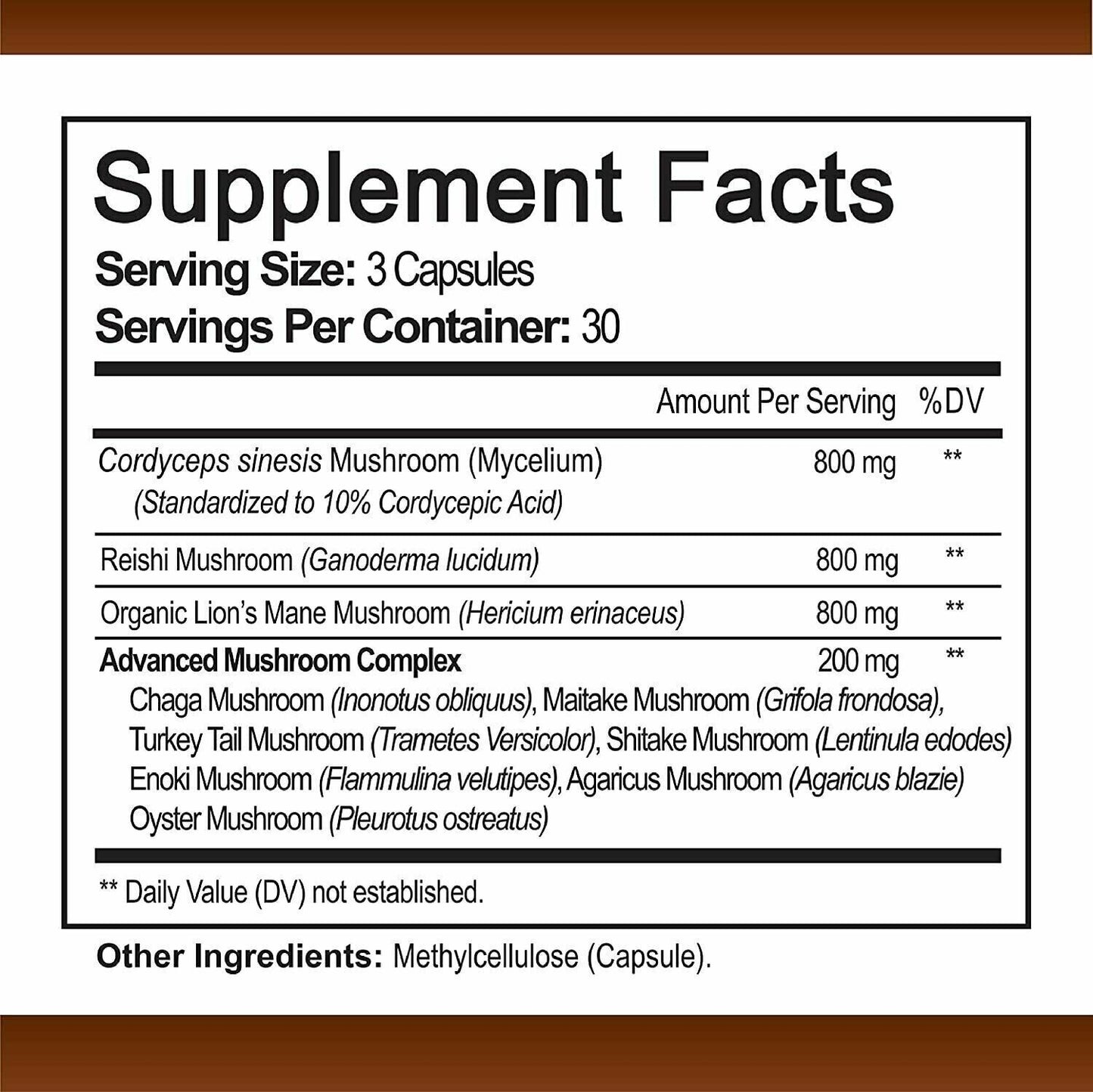 NUTRIFLAIR MUSHROOM COMPLEX 2600mg 90 Caps Immune Memory Support - FREE EXPRESS