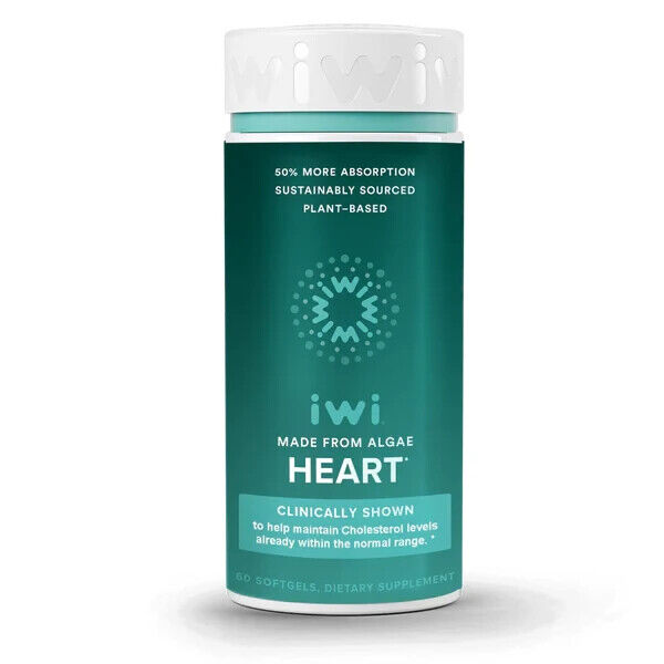 iwi Life HEART Algae Plant Omega 3-6-7-9 EPA for Cholesterol Support 60 Softgels