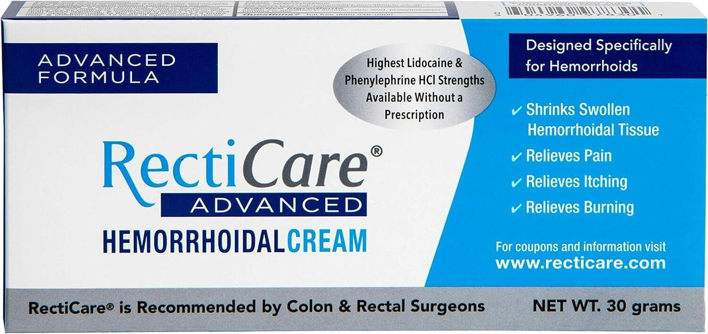 RectiCare ADVANCED Hemorrhoidal Cream Rapid Pain Relief 30g - FREE EXPRESS POST