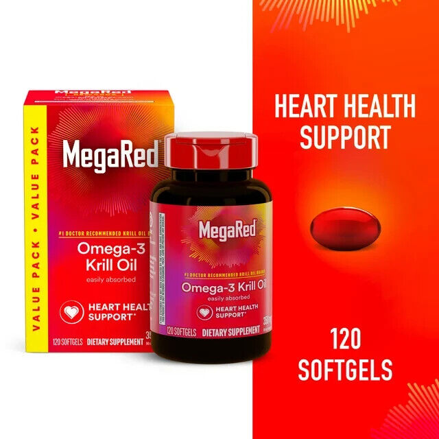 MegaRed Antarctic Krill Oil 350mg 120 Softgels Omega-3s EPA DHA and Astaxanthin