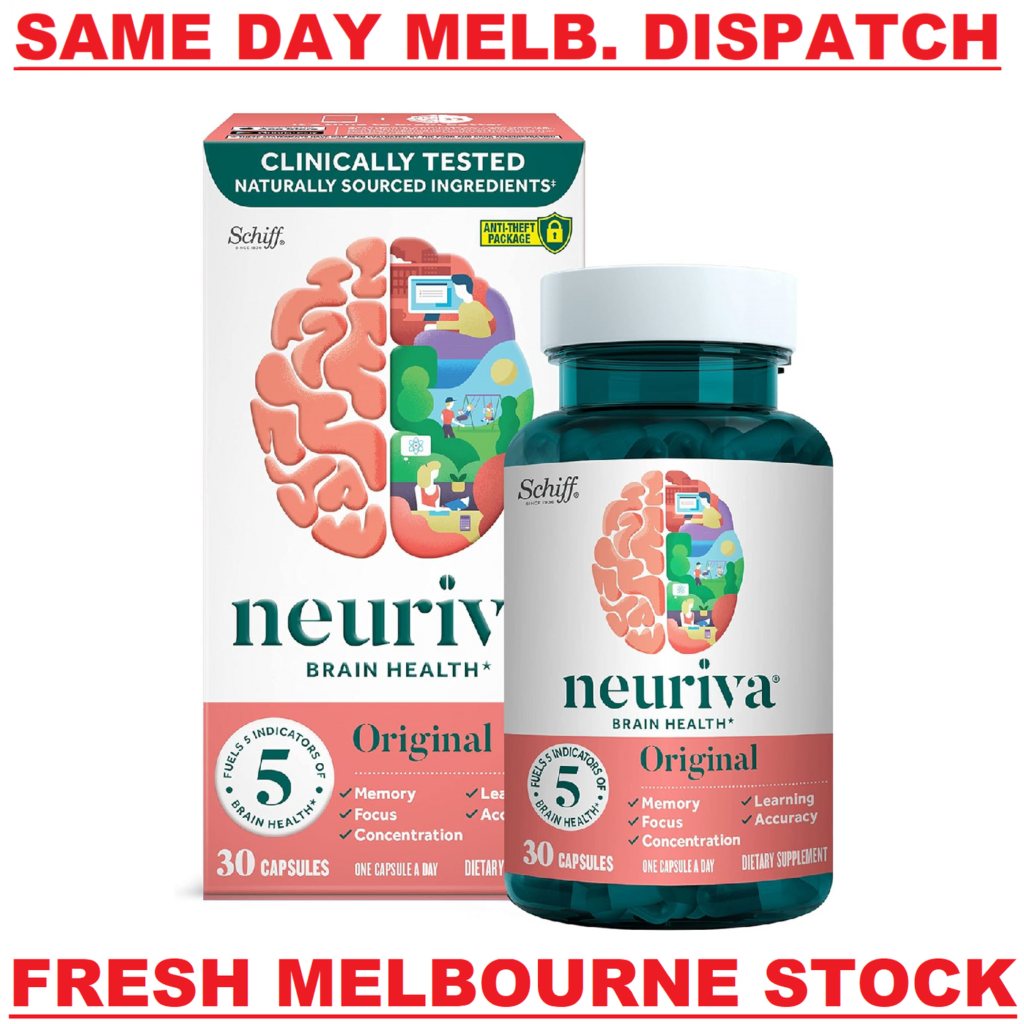 NEURIVA Brain Health Original - Cognitive Focus Memory Support - 30 Capsules