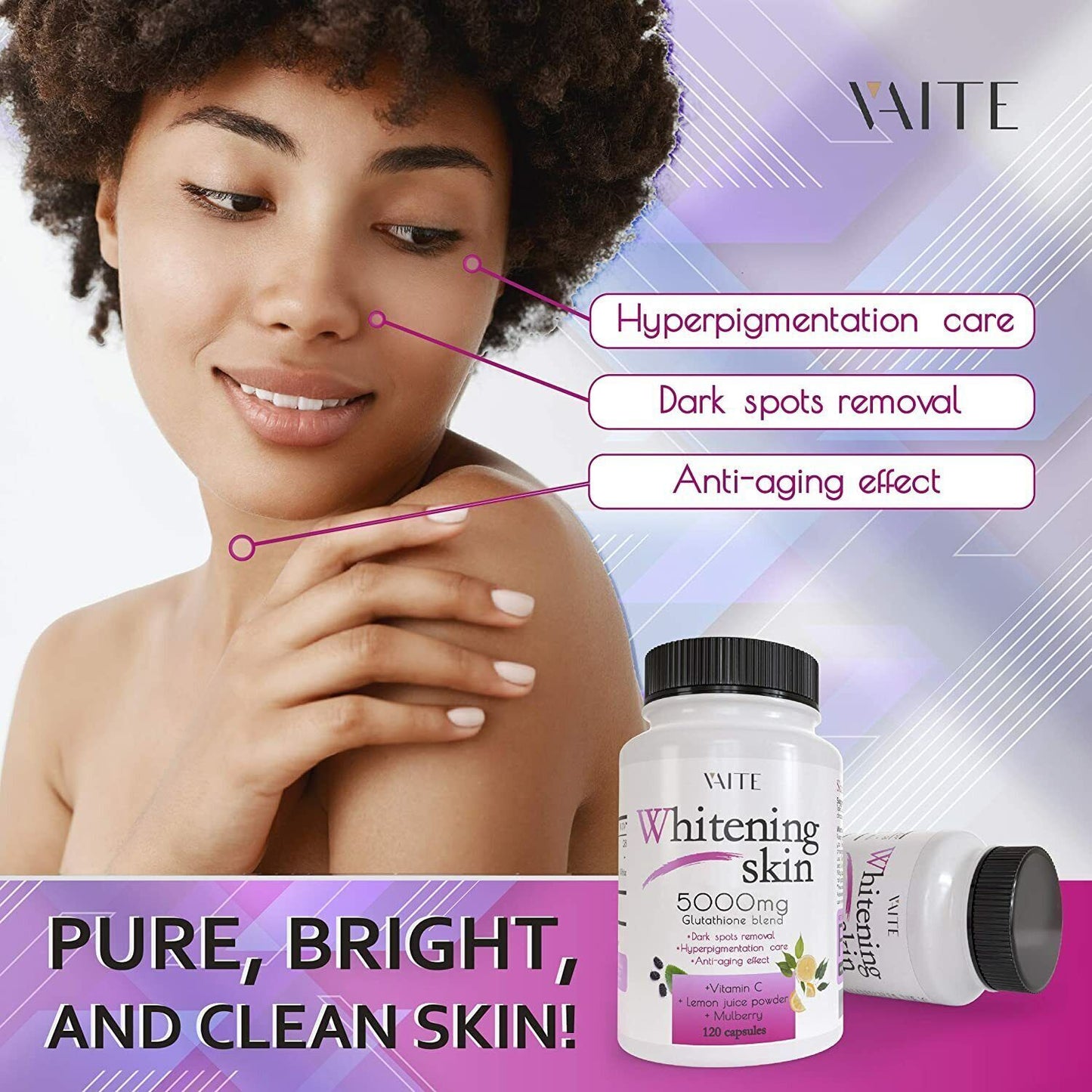 GLUTATHIONE PREMIUM SKIN WHITENING 5000mg 120 V.Caps ANTI-AGING - FREE EXPRESS