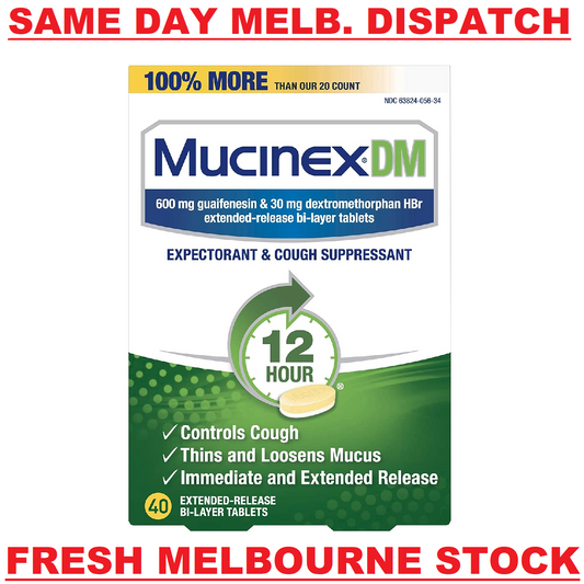 Mucinex DM Guaifenesin 600mg Expectorant & Cough Control Suppressant 40 Tablets