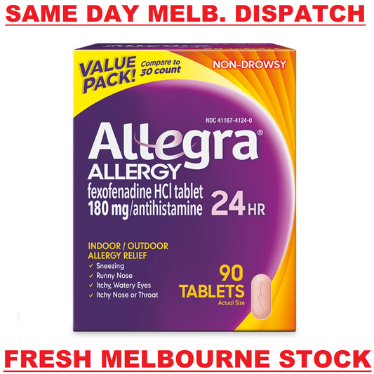 ALLEGRA ALLERGY FEXOFENADINE 180MG (SAME AS TELFAST 180MG) 90 TABLETS EXP. 01/25