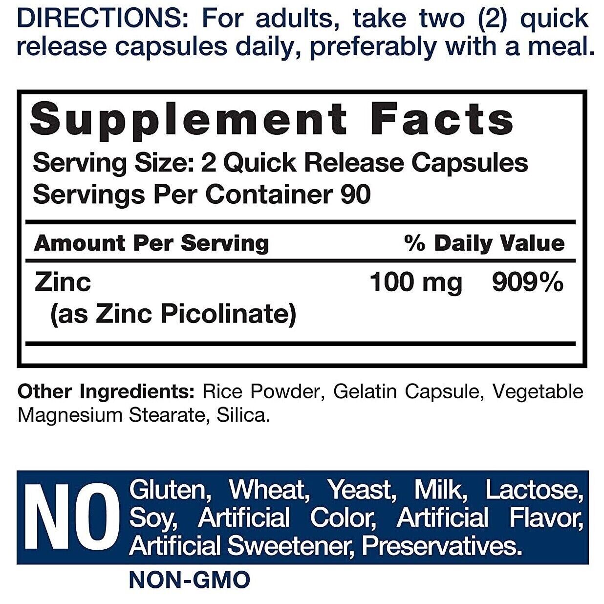 Horbaach Zinc Picolinate 100mg 180 Caps DOUBLE STRENGTH - FREE EXPRESS POST!