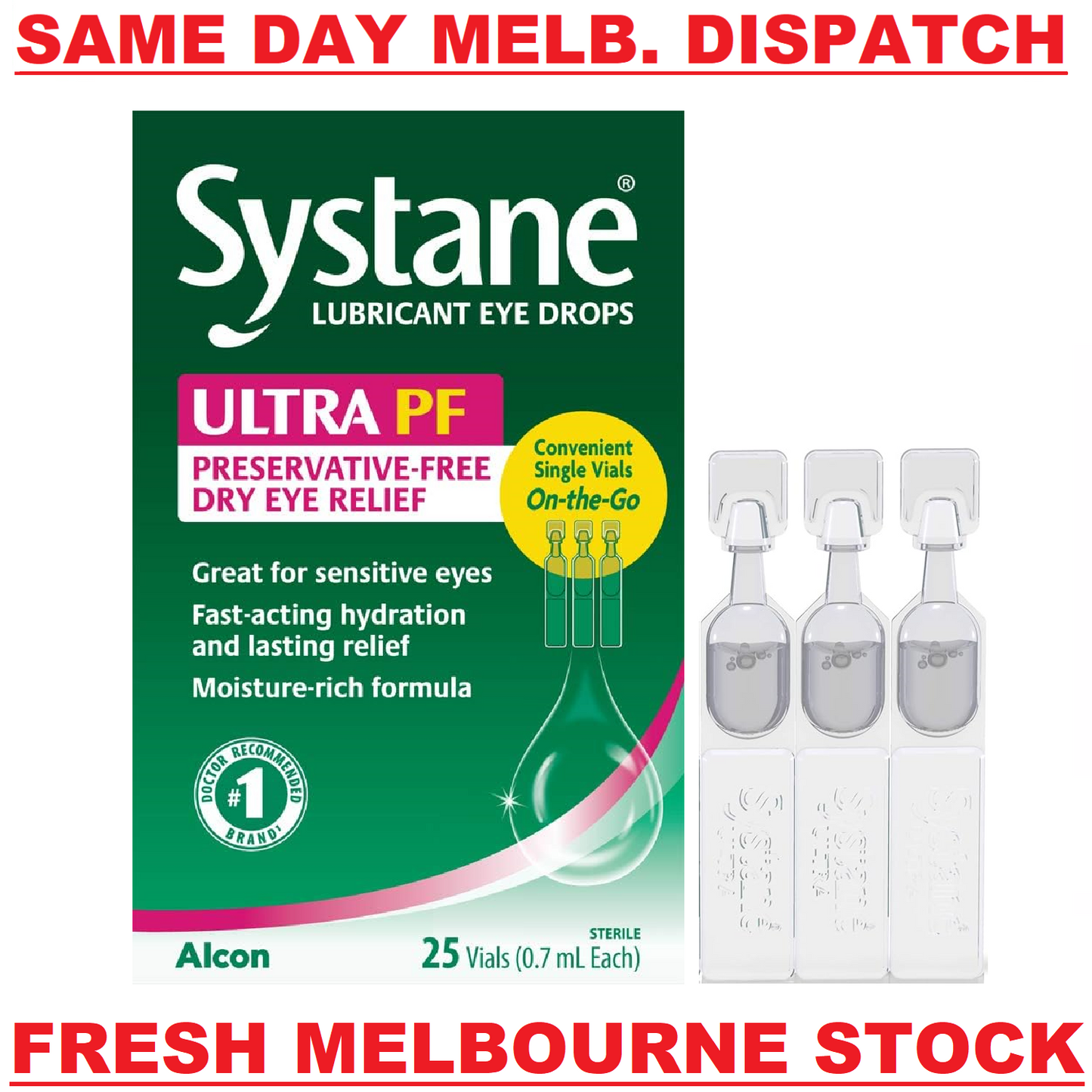 Systane Lubricant Eye Drops ULTRA PF Dry Eye Relief 25 x 0.7mL Single-Use Vials