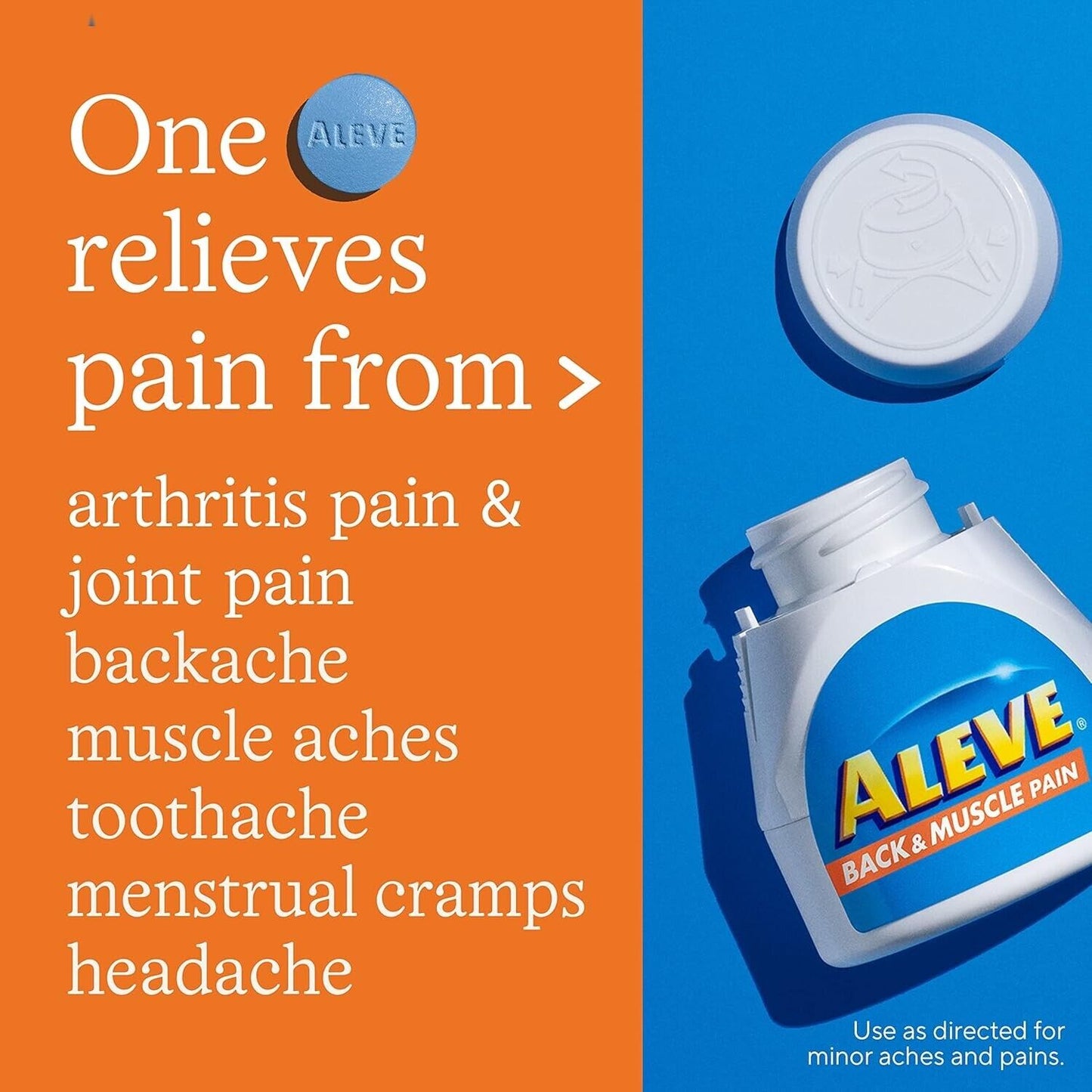 Aleve Back and Muscle Pain 200 Tablets - 12HR Headache Pain Relief Fever Reducer