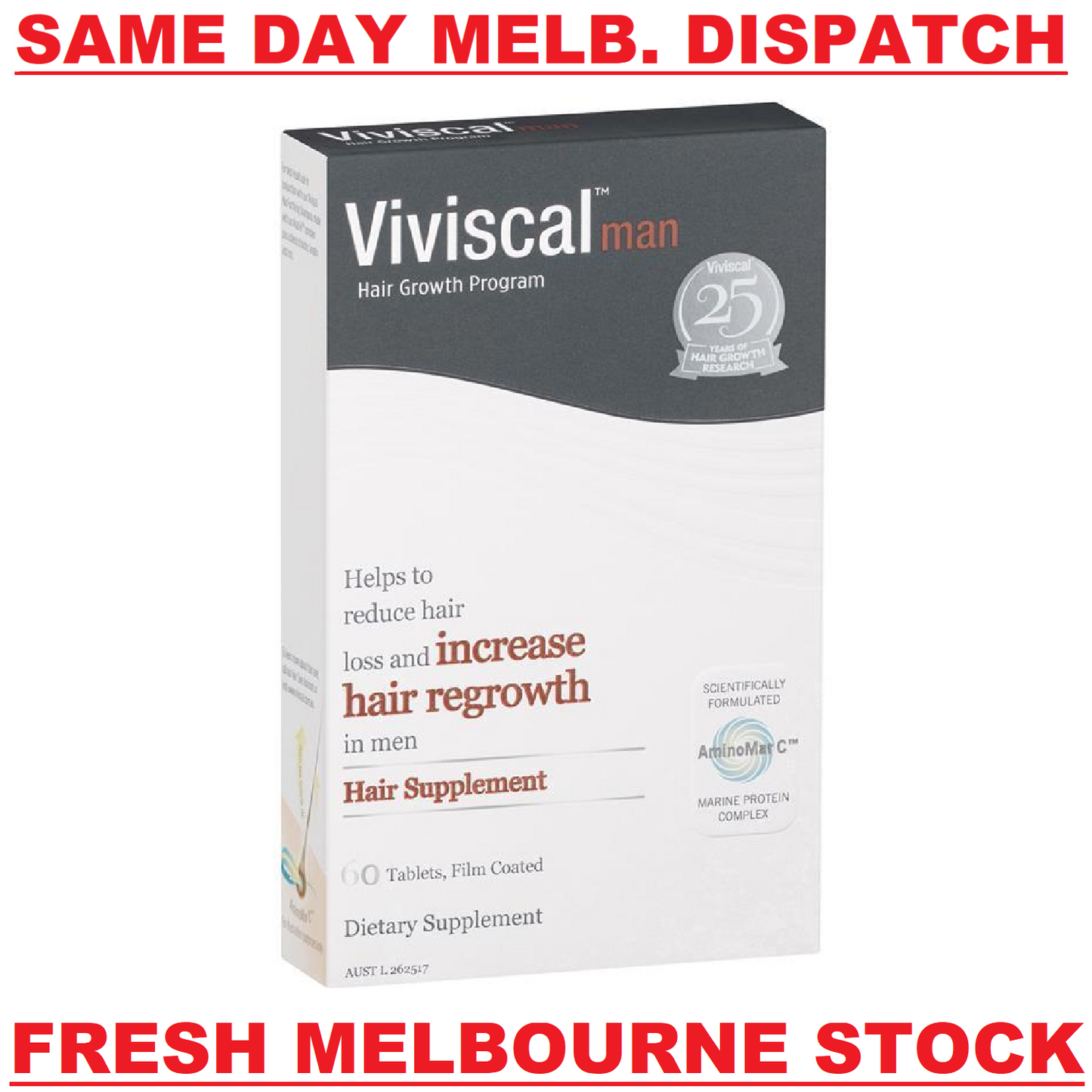 [EXP 06/2025] Viviscal Men's Hair Supplement 60 Tablets Promotes Hair Growth