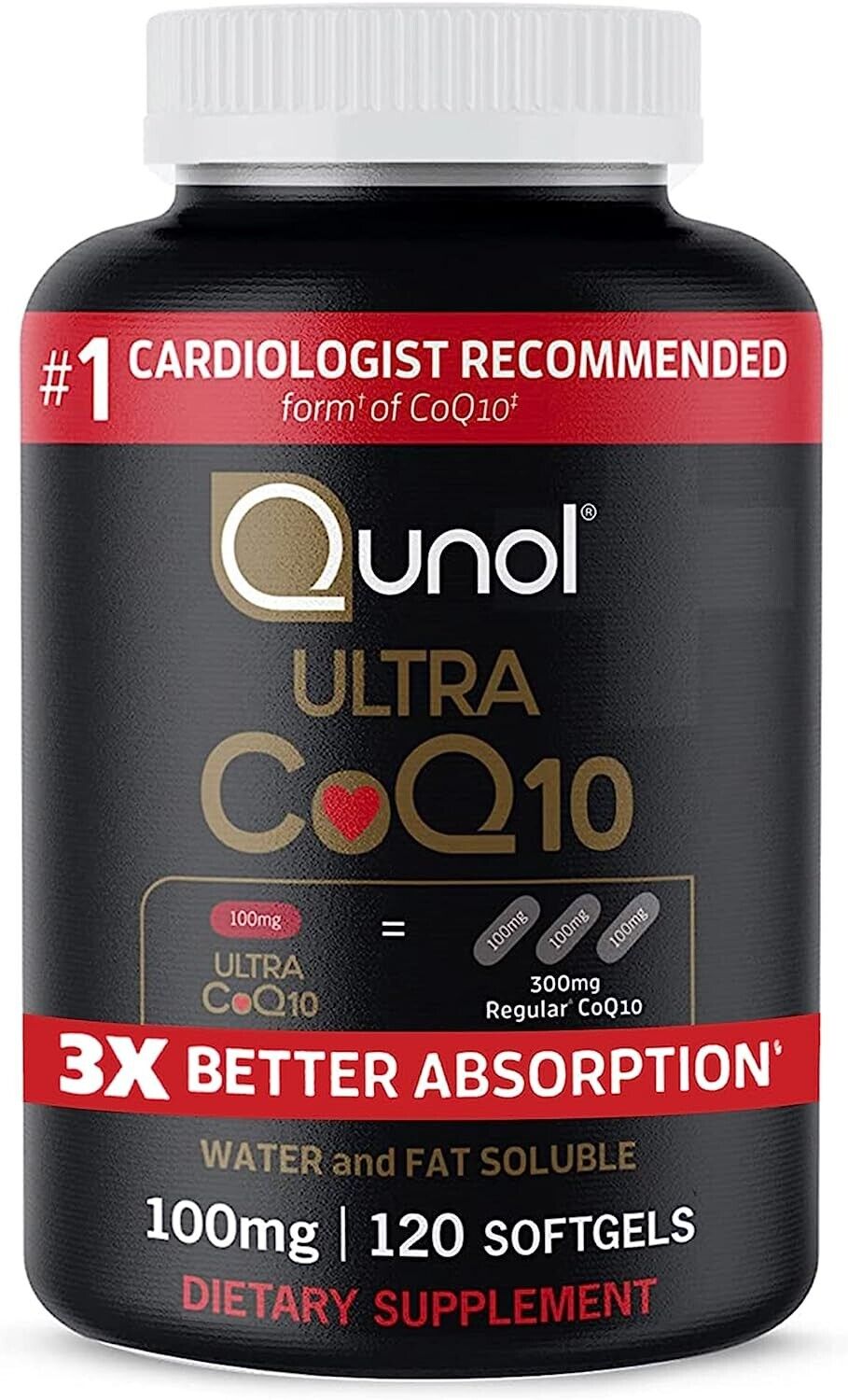 QUNOL ULTRA CoQ10 100mg Supports Energy Production & Heart Health - 120 Softgels
